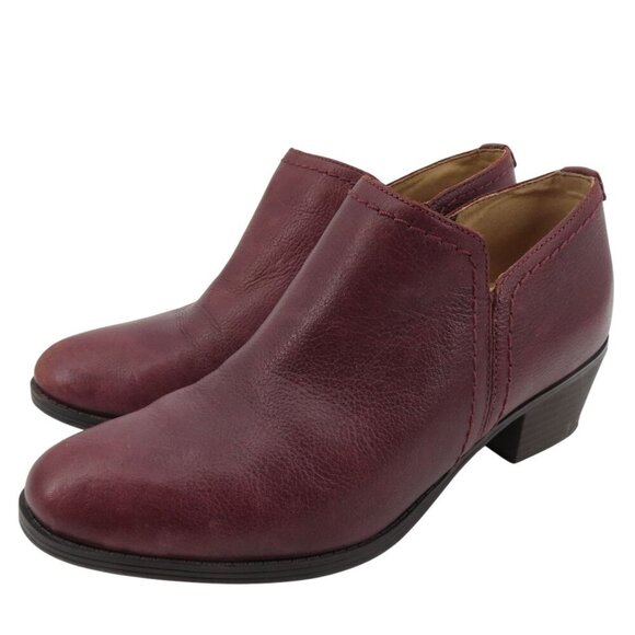 Naturalizer Women 7.5 W ZARIE Leather Ankle Boots Booties Purple Brown Zippers - Picture 1 of 14